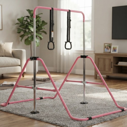 Pink adjustable gymnastics bar - pink,