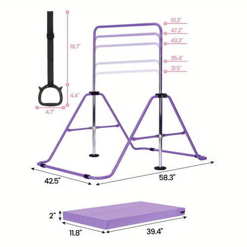 Kids gymnastics bar adjustable - kids,